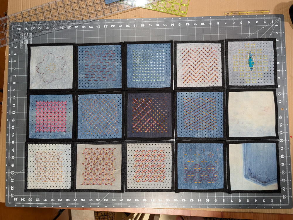Many Sashiko samples showing various patterns