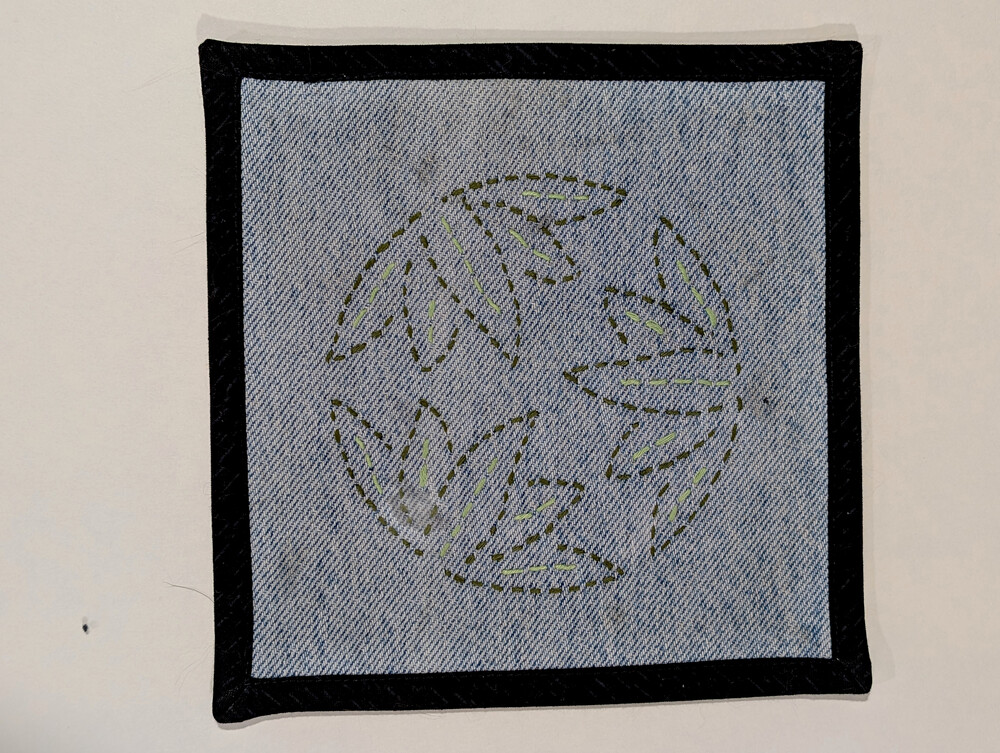 Sashiko sample showing the lotus pattern
