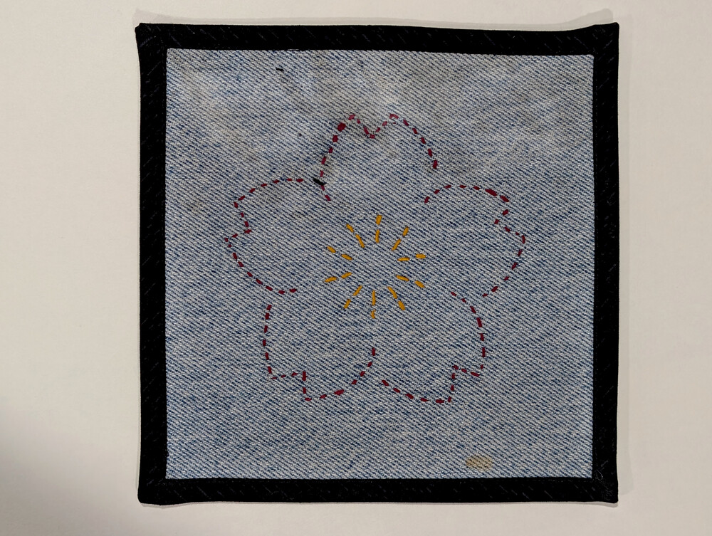 Sashiko sample showing the large single cherry pattern